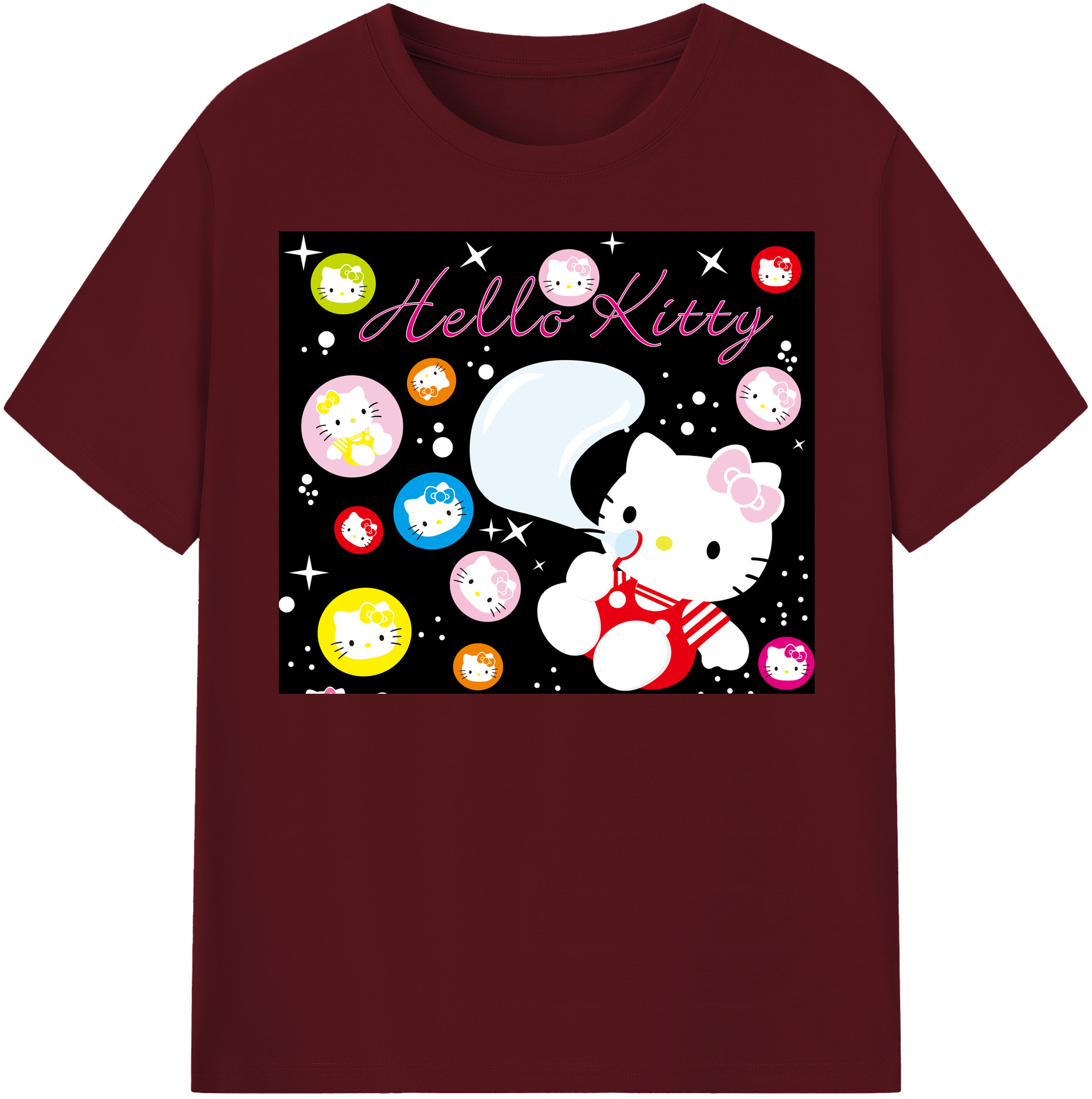 （画像用） Hello Kitty ハローキティ 綿100％半袖Tシャツ（フロントプリント）